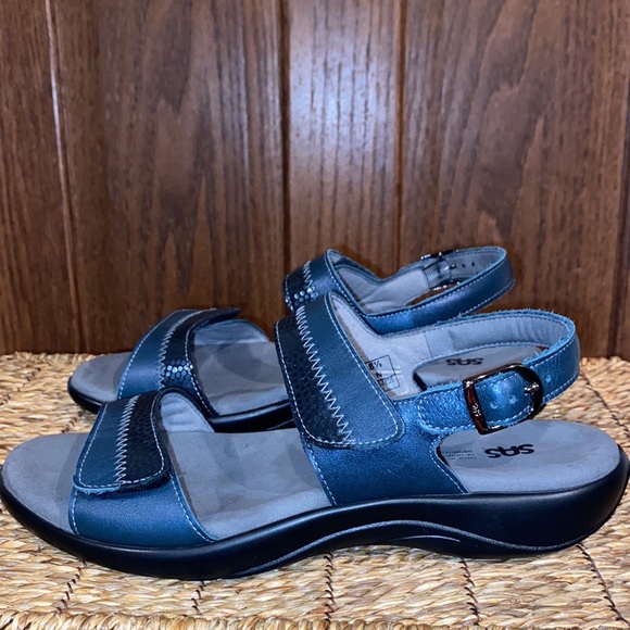 Nudu Navy SAS Leather Women’s Sandal Size 8.5 Narrow - Picture 8 of 16